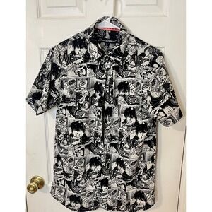 "Just Attitude" Shirt Mens Adult Small Comic Anime Short Sleeve Button Down